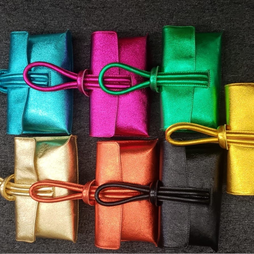 Metallic handbags Italian
